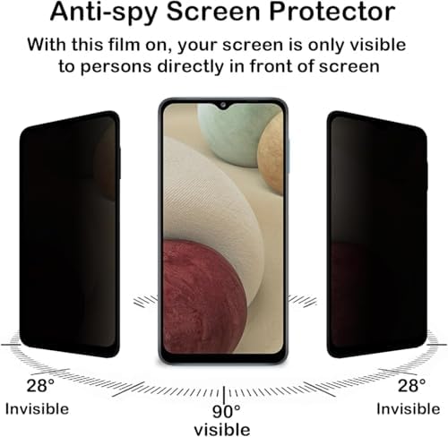 Galaxy A12 Privacy (Hayalet) Ekran Koruyucu – 2 Adet - 9H Temperli Cam, Yan Görünme Engelleyici, Tam Kaplama