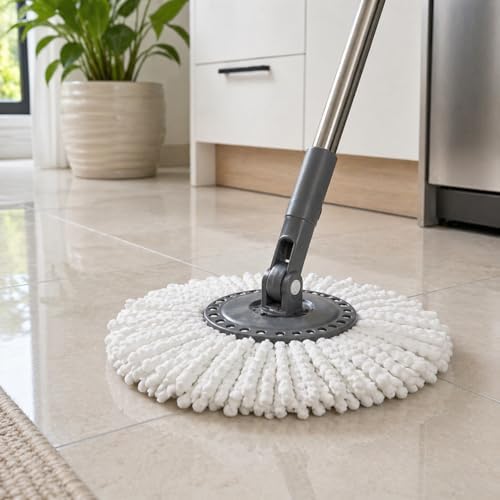 Döner Yedek Mop Ucu Mikrofiber Temizlik Bezi 35 cm Tüm Modellerle Uyumlu Başlığı Döner Mop Bezi Yedek Parça Kolay Tak Çıkar Spın Püskülü