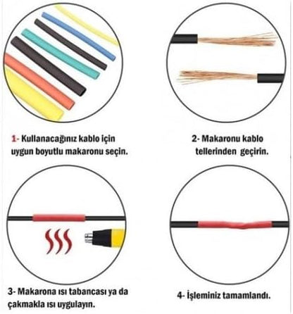 A1 560 Parça Isıyla Daralan Makaron Kablo Koruyucu, Elektrik Kablosu Isıya Dayanıklı Koruyucu Set Kutulu