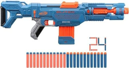 Elite 2.0 Echo CS-10 Blaster - 24 dart, 10-dart klip dergisi, çıkarılabilir omuz desteği ve namlu uzatma, 4 taktik ray