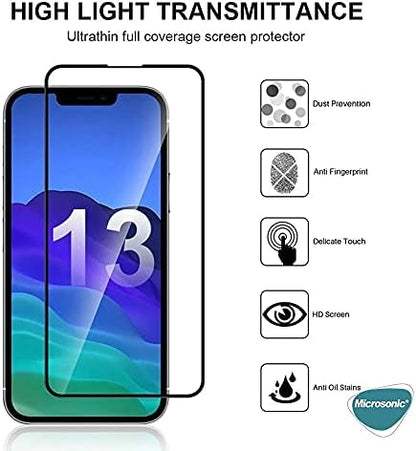 Apple iPhone 13 Tam Kaplayan Temperli Cam Ekran Koruyucu Siyah