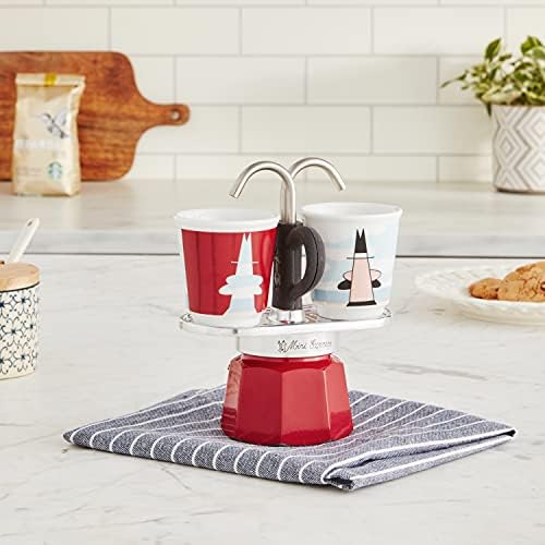 Set Mini Express: Ocak Üstü Espresso Pişirici + 2 Cups - Magrite Serisi