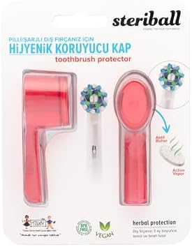 ŞARJLI VE PİLLİ DİŞ FIRÇALARI İÇİN HİJYENİK DİŞ FIRÇASI KORUMA KABI-2'Lİ KIRMIZI