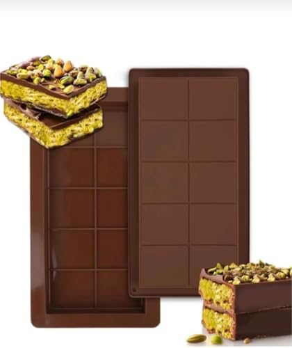 Dubai Çikolata Kalıbı Silikon Tablet Çikolata Yapım Kalıbı 10 Gözlü (Büyük Boy (26x14x3 cm))