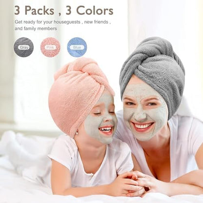 Saç havlusu, Premium Mikrofiber Kumaş ile Yüksek Emicilik, Düğmeli Pratik Tasarım, Kadınlar İçin İdeal Saç Kurulama Havlusu, Duş Sonrası Kullanım İçin hair towel ile uyumlu