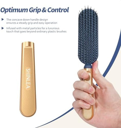 SHINLEA İnce Saç Fırçası, Altın Saplı, Çift Naylon Kıllı