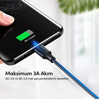 2.0 A USB-A & USB-C & Şarj ve Data Kablosu, 50 Santimetre, Siyah, 60115