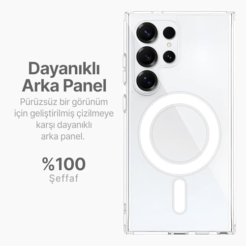 MADNOVA Galaxy S25 ULTRA ile Uyumlu Kılıf Şeffaf Kamera Korumalı Magsafe Uyumlu Telefon Kılıfı