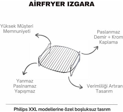 Airfryer Izgara Aparatı, Fritöz Aksesuarı, Airfryer Izgara Teli XXL Model Uyumlu
