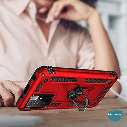 Xiaomi Redmi 10 2022 için Kılıf Military Ring Holder Siyah [Redmi 10 2022 ile Uyumlu Kılıf - Siyah]