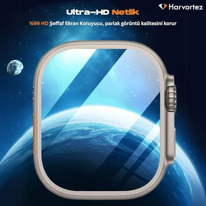 Apple Watch Ultra 2, Ultra 49mm ile Uyumlu, 49mm Ekran Koruyucu, Kolay Hizalama Çerçevesi ile Kurulum, Su Geçirmez, UHD Temperli Cam, Watch Screen Protector, (Otomatik Hizalama Aparatlı)