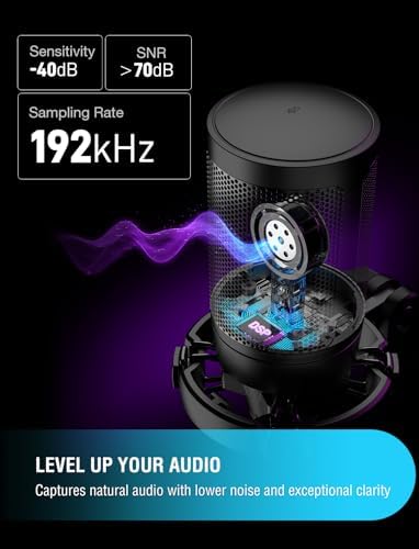 Ampligame A6V Yayıncı - Oyuncu - Gamer - Podcast - Youtuber RGB USB Mikrofon (Siyah)
