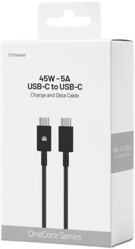45W-5A USB-C to USB-C Hızlı Şarj ve Data Kablosu 1m Siyah