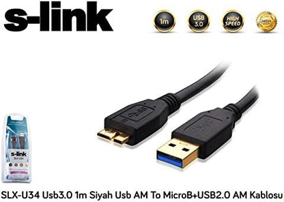 SLX-U34 Usb3.0 1m Harici Disk 2'li Data+Şarj Micro Usb Kablosu