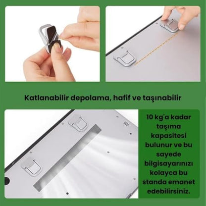 Coofbe 2 Adet Yapışkanlı Katlanılabilir Laptop Standı Portatif Macbook Bilgisayar Laptop Stand Ayagi Siyah