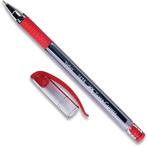 Faber-Castell İğne Uç Tükenmez Kalem Seti, 10’lu, Kırmızı, 0.7 mm, Rahat Yazım, Ergonomik Tutuş