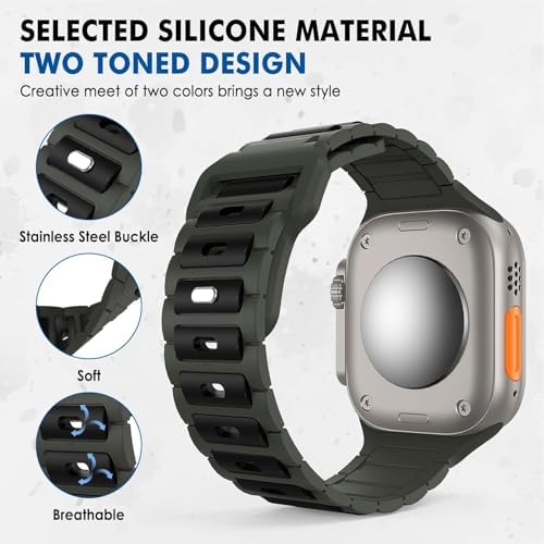 Apple Watch 10 9 8 7 6 SE Ultra Uyumlu 42 44 45 46 49mm Çift Renk Bakla Desen Hibrit Silikon Kordon