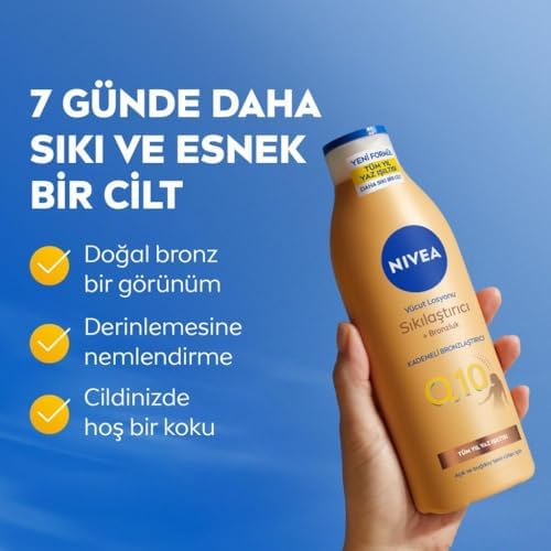 Q10 Sıkılaştırıcı Ve Kademeli Bronzlaştırıcı Vücut Losyonu 400ml, 7 Günde Sıkılaş, Açık Buğday Ten