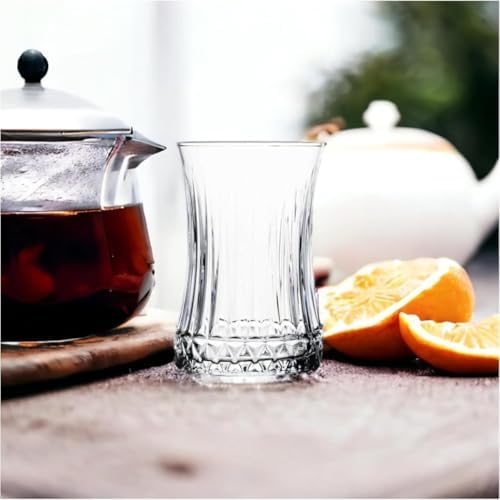 6’lı Desenli Cam Çay Bardağı Seti – 160 ml İnce Belli Modern Tasarım – Isıya Dayanıklı Cam Bardak – Şık ve Zarif Sunum İçin Çay ve Kahve Bardağı
