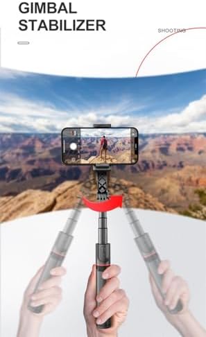 Gimbal Stabilizer Selfie Stick Tripod – 2’si 1 Arada Kablosuz Bluetooth Uzaktan Kumandalı, 700mm Ayarlanabilir Yükseklik, iOS & Android Uyumlu, Titreşim Önleyici Telefon Tripodu | L19