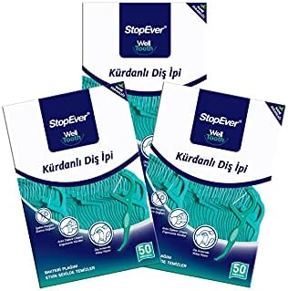 StopEver Well Tooth Kürdanlı Diş İpi 3'lü Paket | Nane Aromalı | 150 Adet (3 x 50) | Diş Arası Temizliği, Ağız Hijyeni ve Günlük Kullanım için İdeal