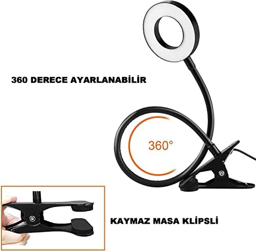 Akrobat Masa Lambası USB Girişli Göz Koruyucu Klipsli Masaya Sabitlenen Ayarlanabilir Işık Seviyesi Çok Fonksiyonlu LED Masa Lambası Sarı Beyaz Gün Işığı 3 Modlu Masa Lambası Çalışma Lambası