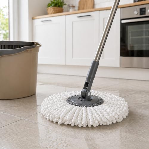 Döner Yedek Mop Ucu Mikrofiber Temizlik Bezi 35 cm Tüm Modellerle Uyumlu Başlığı Döner Mop Bezi Yedek Parça Kolay Tak Çıkar Spın Püskülü