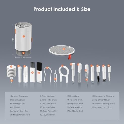 Airpods için 21'i 1 arada temizleyici kiti, temizleme seti, klavye, kulaklık, dizüstü bilgisayar, iPhone telefon şarj bağlantı noktası ve ekran, kamera lensi, bilgisayar, Airpod Pro, mini