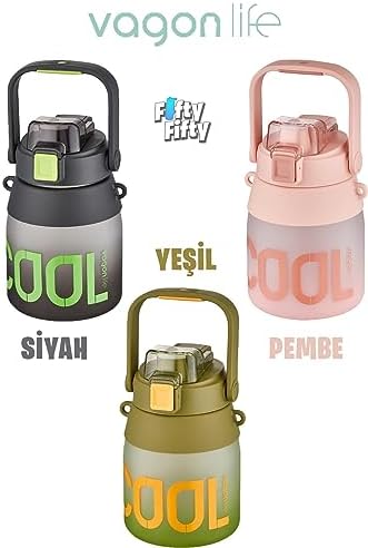 1000ml Askılı Tek Kapak Çift Kullanım Pipetli/Pipetsiz Kullanım SoftTouch Su Matarası