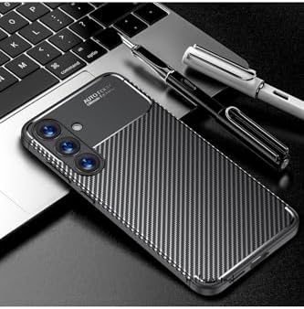 - ile uyumlu Galaxy S25 FE Kılıf Kamera Korumalı Karbon Desenli Uzun Ömürlü Renk Atmaz Koruyucu Silikon