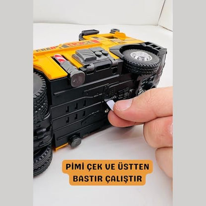 Oyuncak İş Makinesi Sesli Işıklı Çek Bırak Vinç, Kule Vinç ve Kepçe 30 Cm Aksesuarlı Kapıları Açılan (Kule Vinç)