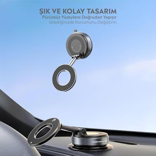 Araç içi ve Masaüstü 360 Derece Dönebilen Vakum Özellikli Magnetik Telefon Tutucu (B KALİTE)