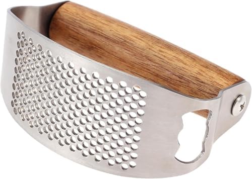 Paslanmaz Çelik Sallanan Sarımsak Ezeceği - Ergonomik Saplı Pratik Sarımsak Ezici, Modern Mutfak Gereçleri El Tipi Ezme Aleti ve Püre Yapıcı