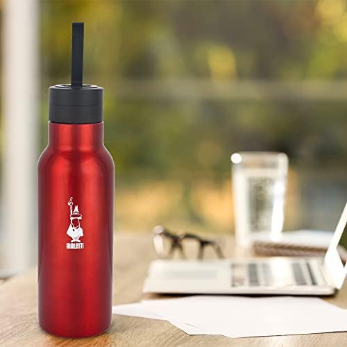Termal Şişe - 500mL - Kırmızı Renk - Paslanmaz Çelik - Çift Katmanlı - 12 Saat 24 Saat Soğuk Tutar - Hava Geçirmez Vidalı Kapak Özelliği - Özel Silikon Conta Sayesinde Sızdırmaz Şişe