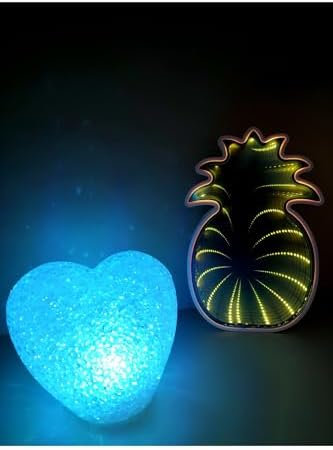 Işık kasabası(164) Ayna yansımalı sarı ananas ve RCB damla silikon kalp LED gece lambası Sarı