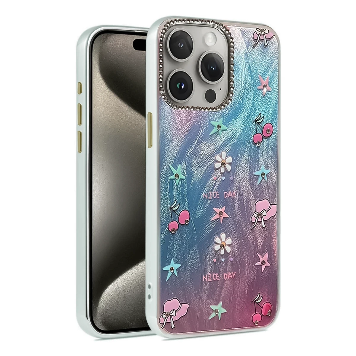 Apple iPhone 15 Pro Max Kılıf Blade Aynalı Desenli Kapak - Desen 4