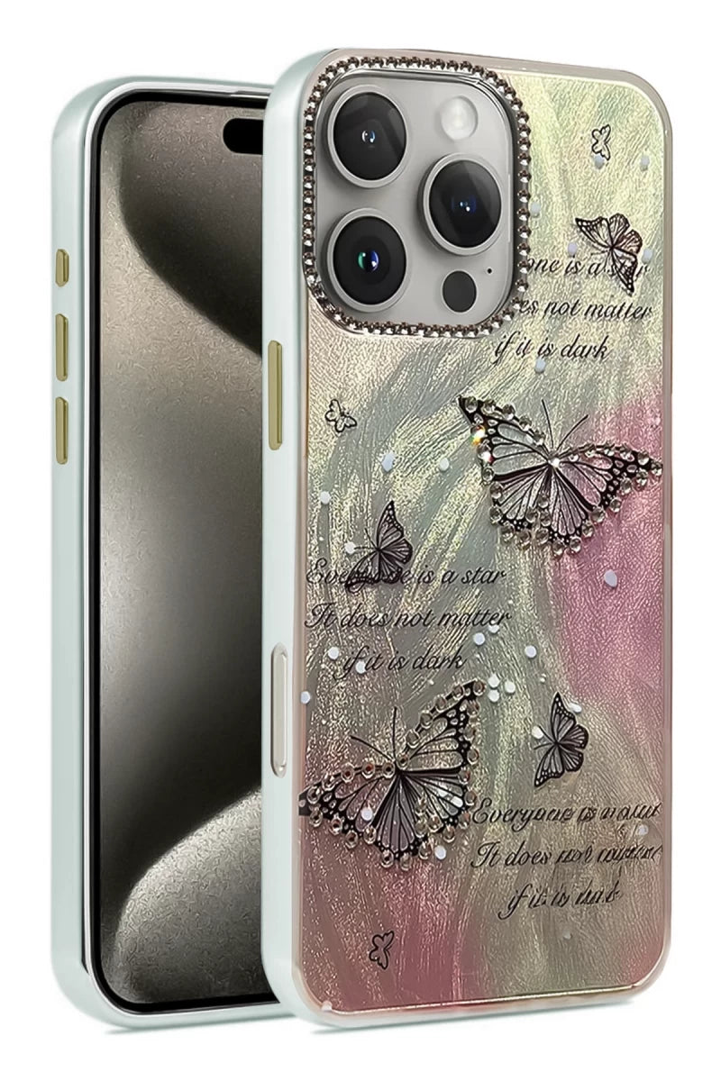 Apple iPhone 16 Pro Max Kılıf Blade Aynalı Desenli Kapak - Desen 6