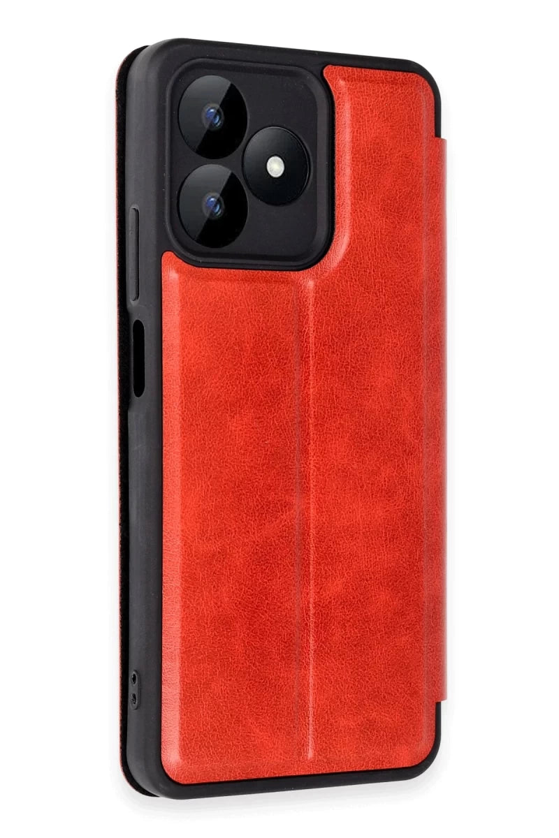 Realme Note 50 4G Kılıf Flip Cover - Kırmızı
