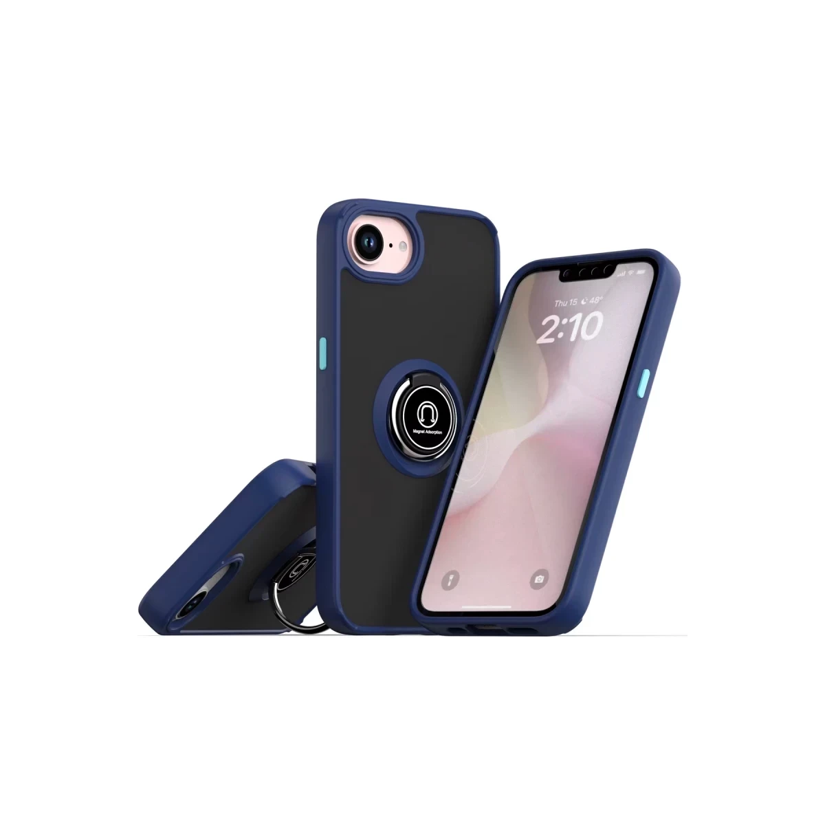 Apple iPhone 16E Kılıf Montreal Yüzüklü Silikon Kapak - Lacivert