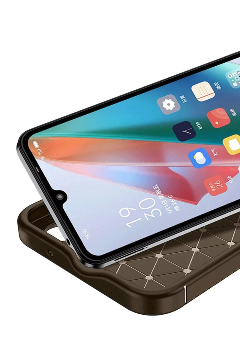 Realme 12 Lite Kılıf Auto Focus Karbon Kapak - Kahverengi