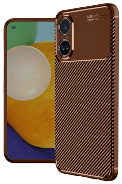 Realme 12 Lite Kılıf Auto Focus Karbon Kapak - Kahverengi