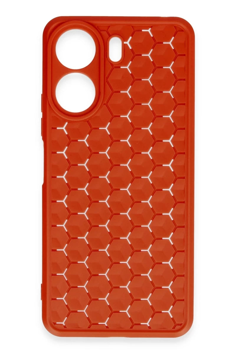 Xiaomi Redmi 13C Kılıf Petek Silikon Kapak - Kırmızı