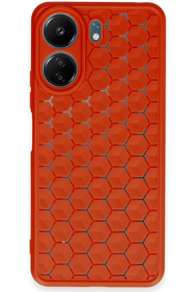 Xiaomi Redmi 13C Kılıf Petek Silikon Kapak - Kırmızı