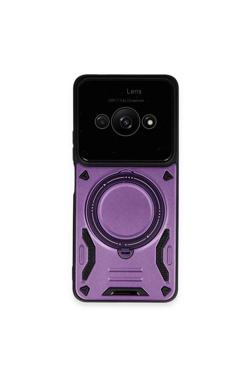 Xiaomi Poco C61 Kılıf Joy Lens Standlı Kapak - Mor