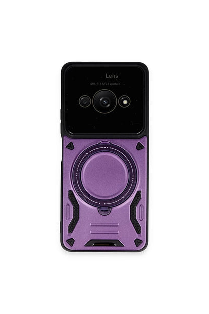 Xiaomi Poco C61 Kılıf Joy Lens Standlı Kapak - Mor