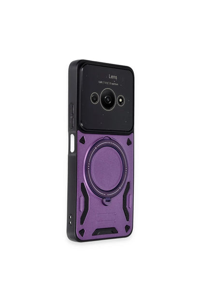 Xiaomi Poco C61 Kılıf Joy Lens Standlı Kapak - Mor