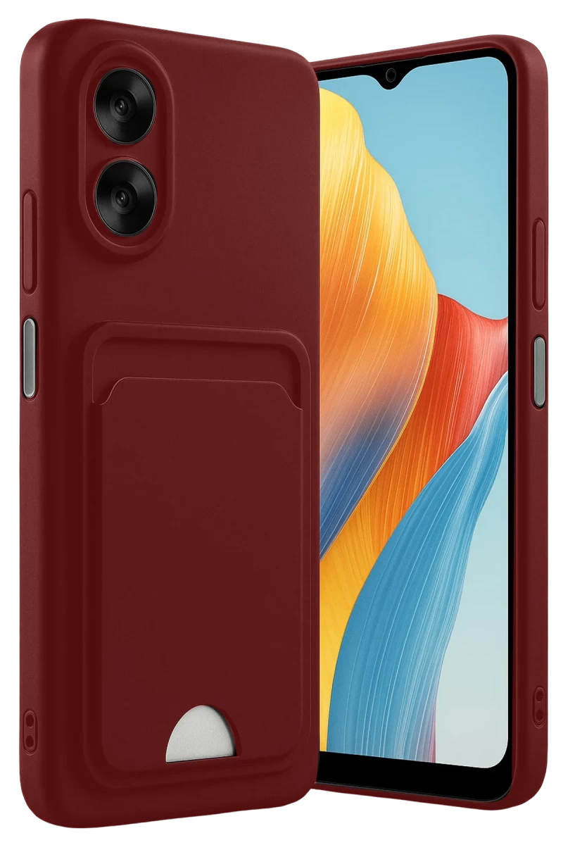 Oppo A38 Kılıf Kelvin Kartvizitli Silikon - Bordo