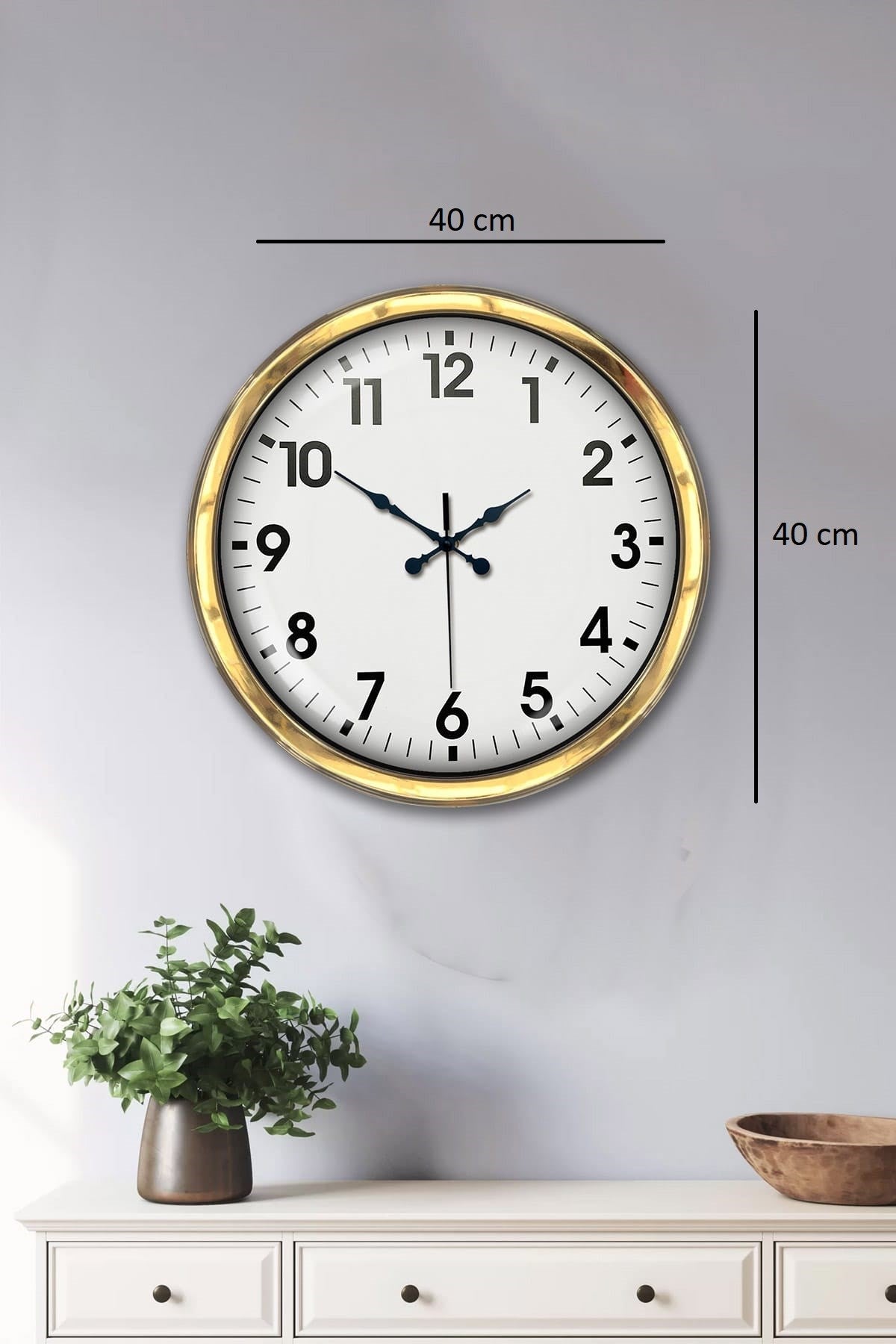 40 cm Metal Gold Standart Duvar Saati – Modern ve Dekoratif Tasarım