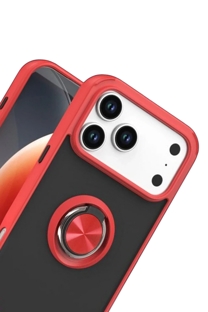 Apple iPhone 17 Pro Max Montreal Yüzüklü Silikon Kapak - Kırmızı