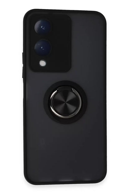 Vivo Y17S Kılıf Montreal Yüzüklü Silikon Kapak - Siyah